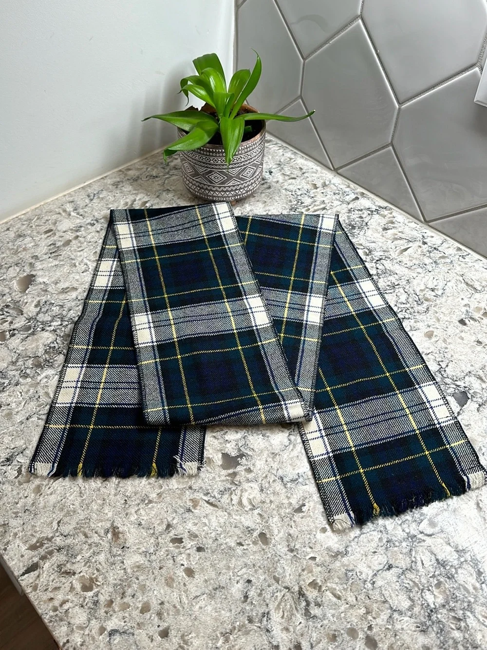 Classic Navy Plaid Scarf for Men Archie Brown & Son Vintage